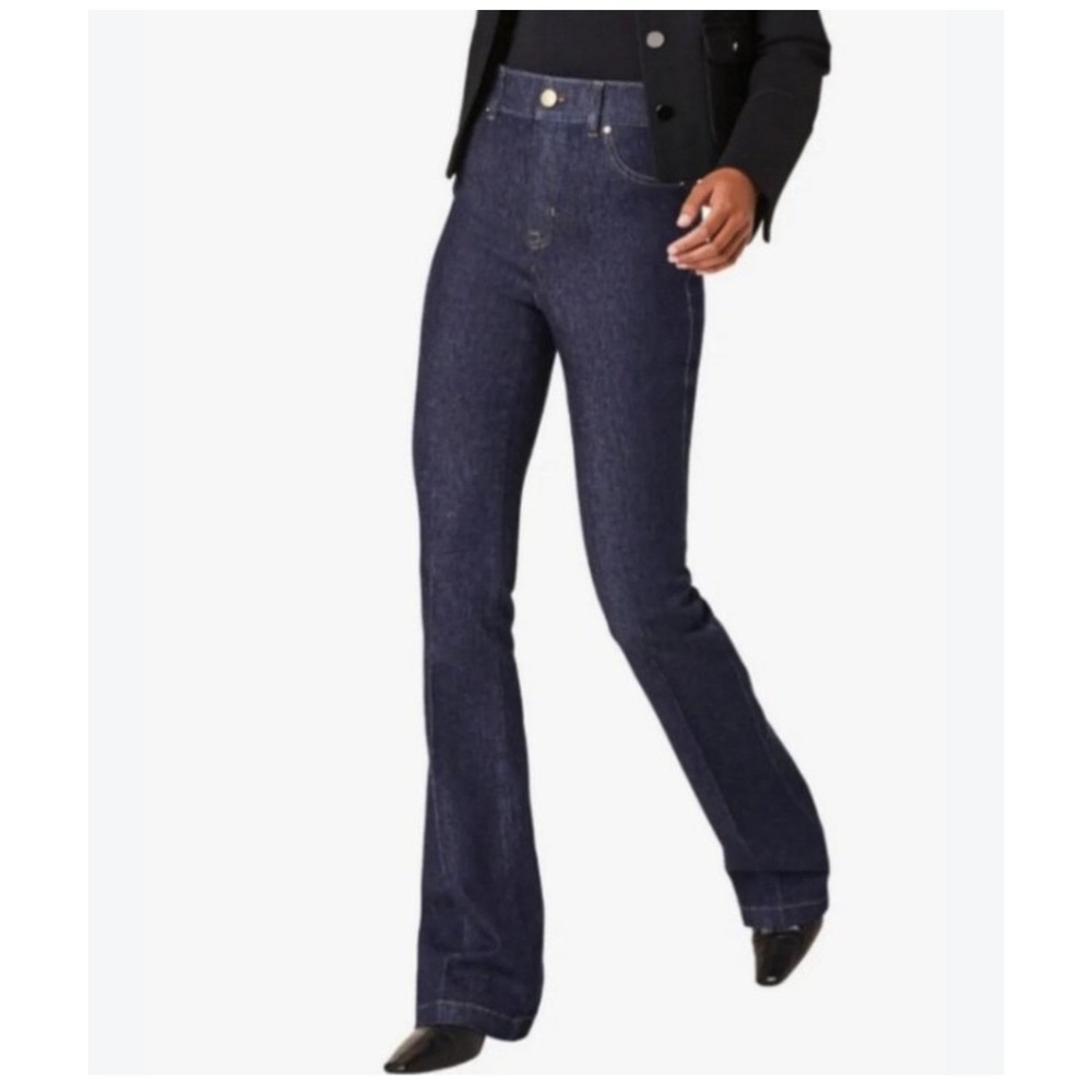 Spanx Everywear Pull On Flare Jeans Raw Indigo High Rise Petite Small 21266Q